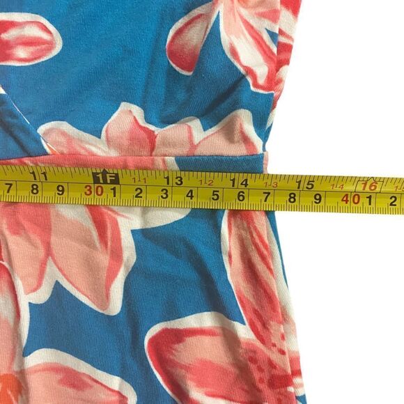 Heyton floral wrap dress small blue orange short sleeve - Picture 7 of 7